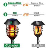Camabel 55" Tall Solar Torches Lights 4 Pack with Flicking Flame 100% Metal LED Solar Light Outdoor Dancing Stainless Steel Walkway Lighting for Garden Patio Yard Decor Waterproof Pool Effect Black