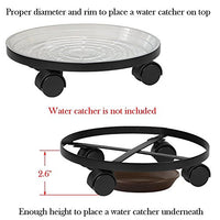Amagabeli 2 Pack 14" Metal Plant Caddy Heavy Duty Iron Potted Plant Stand With Wheels Round Flower Pot Rack on Rollers Dolly Holder on Indoor Outdoor Planter Trolley Casters Rolling Tray Coaster Black