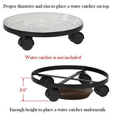 Amagabeli 2 Pack 14" Metal Plant Caddy Heavy Duty Iron Potted Plant Stand With Wheels Round Flower Pot Rack on Rollers Dolly Holder on Indoor Outdoor Planter Trolley Casters Rolling Tray Coaster Black