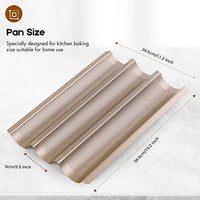 Amagabeli Nonstick French Baguette Pans for Baking 15”x11” Carbon Steel 3 Loaf Perforated Bread Tray Baguette Baking Tray Bake Mold Toast Cooking Oven Toaster Pan Cloche Waves Bakeware Golden