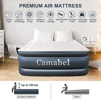 Camabel Queen Air Mattresses with Built-in Electric Pump 22 Inch High Queen Size Luexury Elevated Raised Blowup Inflatable Airbed with Storage Bag for Camping Travelling or Overnight Guests