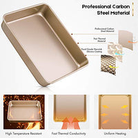 Amagabeli Nonstick Bakeware Set of 3 Pieces Bread Pan Baking Pan Cookie Sheets 9/11/13 inch Carbon Steel Cake Pans Bread Tray Bake Mold Roasting Pan Cooking Oven Toaster Pan Golden