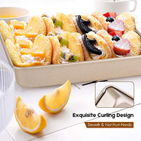 Amagabeli Nonstick Bakeware Set of 3 Pieces Bread Pan Baking Pan Cookie Sheets 9/11/13 inch Carbon Steel Cake Pans Bread Tray Bake Mold Roasting Pan Cooking Oven Toaster Pan Golden