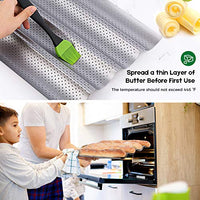 Amagabeli Nonstick Perforated Baguette Pan 15" x 13" for French Bread Baking 4 Wave Loaves Loaf Bake Mold Toast Cooking Bakers Molding 4 Gutter Oven Toaster Pan Cloche Waves Silver Steel Tray Italian