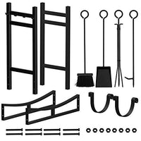 Amagabeli 3FTx30.7in Large Wide Firewood Rack Fireplace Tool Rack Indoor Outdoor Kindling Holder Heavy Duty Wood Storage Log Rack Holder Stacker Stand Tools Stove Accessories Black Without Cover