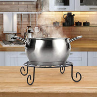 Amagabeli 2 Pack 10 inch Metal Potted Plant Stand Rustproof Iron Art Flower Pot Holder Rack Indoor Outdoor Steel Short Planter Supports Trivet Floor Saucer Decor