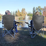Camabel Folding Camping Chairs Outdoor Lawn Adult Chair Padded Sports Chair Lightweight Fold up Chair High Weight Capacity Bag Chairs for Heavy Duty Beach Hiking Fishing Spectator with Cup Holder Grey