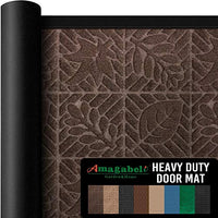 Amagabeli Outdoor Door Mats Rubber 36" x 24" Shoes Scraper for Front Entrance Outside Doormat Patio Rug Dirt Debris Mud Trapper Waterproof Out Door Mat Low Profile Washable Carpet Dark Brown