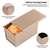 Amagabeli Nonstick Bakeware Loaf Pan with Cover 8.4”x4.5”x4.1” Carbon Steel Bread Toast Mold for Baking Flat Toast Box for Cooking Oven Baking Roasting Toaster Bake Mold Homemade Cakes Baking Golden