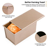 Amagabeli Nonstick Bakeware Loaf Pan with Cover 8.4”x4.5”x4.1” Carbon Steel Bread Toast Mold for Baking Flat Toast Box for Cooking Oven Baking Roasting Toaster Bake Mold Homemade Cakes Baking Golden
