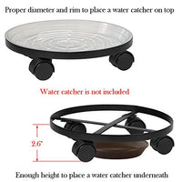 Amagabeli 14" Metal Plant Caddy Heavy Duty Iron Potted Plant Stand With Wheels Round Flower Pot Rack on Rollers Dolly Holder on Wheels Indoor Outdoor Planter Trolley Casters Rolling Tray Coaster Black