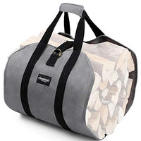 Amagabeli Firewood Carrier Tote Waxed Canvas Log Tote Carrying Bag Wood Carrier Bag with Handles Security Strap for Camping Indoor Firewood Logs Tote Log Holder Birchwood Stand Gray