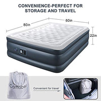 Camabel Queen Air Mattresses with Built-in Electric Pump 22 Inch High Queen Size Luexury Elevated Raised Blowup Inflatable Airbed with Storage Bag for Camping Travelling or Overnight Guests