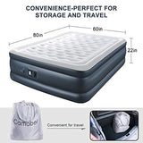 Camabel Queen Air Mattresses with Built-in Electric Pump 22 Inch High Queen Size Luexury Elevated Raised Blowup Inflatable Airbed with Storage Bag for Camping Travelling or Overnight Guests