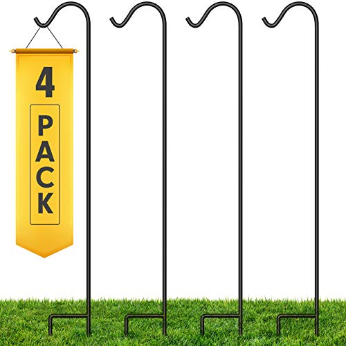 BEAU JARDIN 4 Pack Shepherd Hook 92in 3/5in Thick Hummingbird Bird Feeder Pole Premium Heavy Duty Shepards Garden Hanging Plants Basket Hanger Light Solar Lantern Mason Jar Wind Chimes Wedding