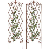 Amagabeli 2 Pack Garden Trellis for Climbing Plants 60" x 18" Rustproof Iron Potted Vines Vegetables Vining Flowers Patio Metal Wire Lattices Grid Panels for Ivy Roses Cucumbers Clematis Bronze