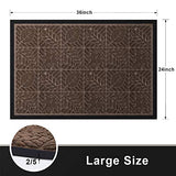 Amagabeli Outdoor Door Mats Rubber 36" x 24" Shoes Scraper for Front Entrance Outside Doormat Patio Rug Dirt Debris Mud Trapper Waterproof Out Door Mat Low Profile Washable Carpet Dark Brown