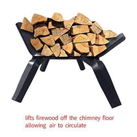 Amagabeli Fireplace Log Grate 24 inch Wide Heavy Duty Solid Steel Indoor Chimney Hearth 3/4 Bar Fire Grates for Outdoor Kindling Tools Pit Wrought Iron Wood Stove Firewood Burning Rack Holder Black