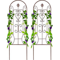 Amagabeli 2 Pack Garden Trellis for Climbing Plants 60" x 18" Brown Iron Potted Support Vines Metal Wire Plant Trellis for Climbing Vegetables Flower Patio Roses Cucumbers Clematis Pots Supports GT05