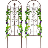 Amagabeli 2 Pack Garden Trellis for Climbing Plants 60" x 18" Brown Iron Potted Support Vines Metal Wire Plant Trellis for Climbing Vegetables Flower Patio Roses Cucumbers Clematis Pots Supports GT05