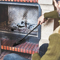 Amagabeli 26in Fireplace Brush Fireside Broom Fireplace Loose Tool Set for Outdoor Fire Pit Campfires Indoor Fireplace Heavy Duty Wrought Iron Steel Bar Support