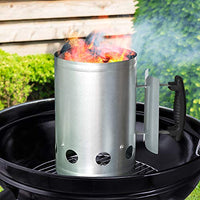 BEAU JARDIN Charcoal Chimney Starter 11"X7" Grill Barbecue BBQ Galvanized Steel Chimney Lighter Basket Outdoor Cooking Quick Rapid Fire Briquette Starters Can Canister for Grilling Camping Accessories
