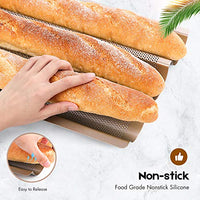 Amagabeli Nonstick French Baguette Pans for Baking 15”x11” Carbon Steel 3 Loaf Perforated Bread Tray Baguette Baking Tray Bake Mold Toast Cooking Oven Toaster Pan Cloche Waves Bakeware Golden