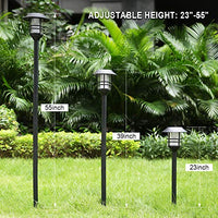 Camabel 55" Tall Solar Torches Lights 4 Pack with Flicking Flame 100% Metal LED Solar Light Outdoor Dancing Stainless Steel Walkway Lighting for Garden Patio Yard Decor Waterproof Pool Effect Black