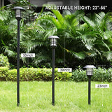 Camabel 55" Tall Solar Torches Lights 4 Pack with Flicking Flame 100% Metal LED Solar Light Outdoor Dancing Stainless Steel Walkway Lighting for Garden Patio Yard Decor Waterproof Pool Effect Black