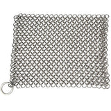 Amagabeli 8"x6" Stainless Steel Cast Iron Cleaner 316 Chainmail Scrubber for Cast Iron Pan Pre-Seasoned Pan Dutch Ovens Waffle Iron Pans Scraper Cast Iron Grill Scraper Skillet Scraper