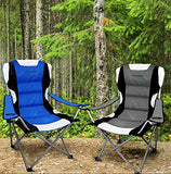 Camabel Folding Camping Chairs Outdoor Lawn Adult Chair Padded Sports Chair Lightweight Fold up Chair High Weight Capacity Bag Chairs for Heavy Duty Beach Hiking Fishing Spectator with Cup Holder Grey