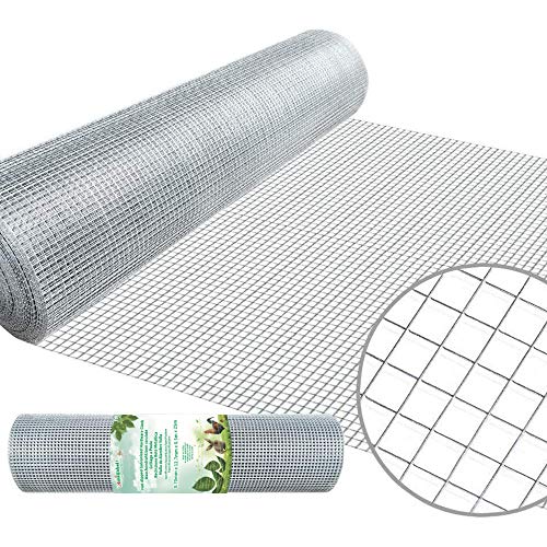 Amagabeli 20in X 82ft Hardware Cloth 1/2in Square Mesh Hardware Cloth Hot-dipped Galvanized Welded Wire Mesh Fencing Wire Diameter 0.7mm Wire Chicken Coop for Vegetables Garden Fruits Animal Enclosure