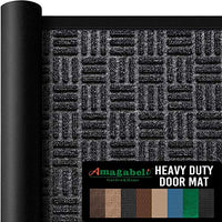 Amagabeli Outside Shoe Mat Rubber Doormat for Front Door 18"x 30" Outdoor Mats Waterproof Rugs Dirt Debris Mud Trapper Carpet for Patio Non Skid All Weather Exterior Entrance Door Mat Brown
