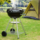 BEAU JARDIN Premium 18 Inch Charcoal Grill Kettle for Outdoor Barbecue Camping BBQ Coal Grill Cooking Tailgating Portable Heavy Duty Round with Thickened Grilling Bowl Wheels for Small Patio Backyard