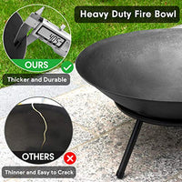 Amagabeli Fire Pit Outdoor Wood Burning 22.6in Firepit Cast Iron Firebowl Fireplace Heater Log Charcoal Burner Extra Deep Large Round Camping Outside Patio Backyard Deck Heavy Duty Metal Grate Black