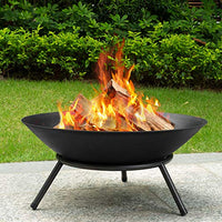 Amagabeli Fire Pit Outdoor Wood Burning 22.6in Firepit Cast Iron Firebowl Fireplace Heater Log Charcoal Burner Extra Deep Large Round Camping Outside Patio Backyard Deck Heavy Duty Metal Grate Black