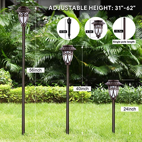 Camabel 56" Tall Solar Torch Lights 4 Pack with Flicking Flame 100 Me