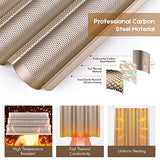 Amagabeli Nonstick French Baguette Pans for Baking 15”x11” Carbon Steel 3 Loaf Perforated Bread Tray Baguette Baking Tray Bake Mold Toast Cooking Oven Toaster Pan Cloche Waves Bakeware Golden