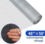 Amagabeli 48x50 Hardware Cloth 1/2 Inch 19 Gauge Square Galvanized Chicken Wire Galvanizing After Welding Fence Mesh Roll Raised Garden Bed Plant Supports Poultry Netting Cage Snake Fence