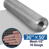 Amagabeli 36inch x 50ft SS304 Stainless Steel Welded Wire Mesh 1/2 inch Square Hardware Cloth 18 Gauge - Ideal for High-Grade DIY Cages Rodent Mesh Cabinets Wire Mesh Window Screen Mesh