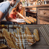 Amagabeli Nonstick French Baguette Pans for Baking 15”x11” Carbon Steel 3 Loaf Perforated Bread Tray Baguette Baking Tray Bake Mold Toast Cooking Oven Toaster Pan Cloche Waves Bakeware Golden