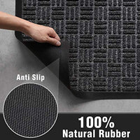 Amagabeli Outside Shoe Mat Rubber Doormat for Front Door 18"x 30" Outdoor Mats Waterproof Rugs Dirt Debris Mud Trapper Carpet for Patio Non Skid All Weather Exterior Entrance Door Mat Brown