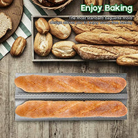 Amagabeli Nonstick French Baguette Pans for Baking 15”x6.3” Carbon Steel 2 Loaf Perforated Bread Tray Baguette Baking Tray Bake Mold Toast Cooking Oven Toaster Pan Cloche Waves Bakeware Silver