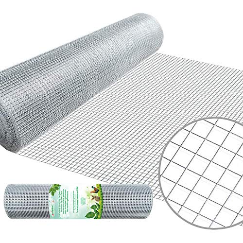 Amagabeli 40in X 65ft Hardware Cloth 1/2in Square Mesh Hardware Cloth Hot-dipped Galvanized Welded Wire Mesh Fencing Wire Diameter 0.8mm Wire Chicken Coop for Vegetables Garden Fruits Animal Enclosure
