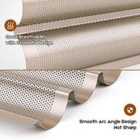 Amagabeli Nonstick French Baguette Pans for Baking 15”x11” Carbon Steel 3 Loaf Perforated Bread Tray Baguette Baking Tray Bake Mold Toast Cooking Oven Toaster Pan Cloche Waves Bakeware Golden