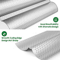Amagabeli Nonstick French Baguette Pans for Baking 15”x6.3” Carbon Steel 2 Loaf Perforated Bread Tray Baguette Baking Tray Bake Mold Toast Cooking Oven Toaster Pan Cloche Waves Bakeware Silver