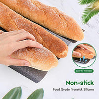 Amagabeli Nonstick French Baguette Pans for Baking 15”x9.6” Carbon Steel 3 Loaf Perforated Bread Tray Baguette Baking Tray Bake Mold Toast Cooking Oven Toaster Pan Cloche Waves Bakeware Silver